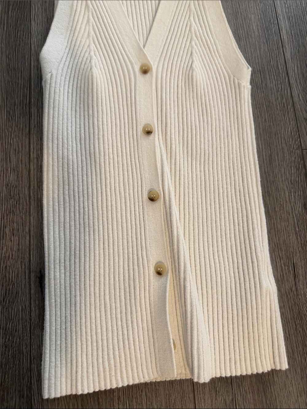 COS Ivory Rib-Knit Button Vest - Picture 3 of 4